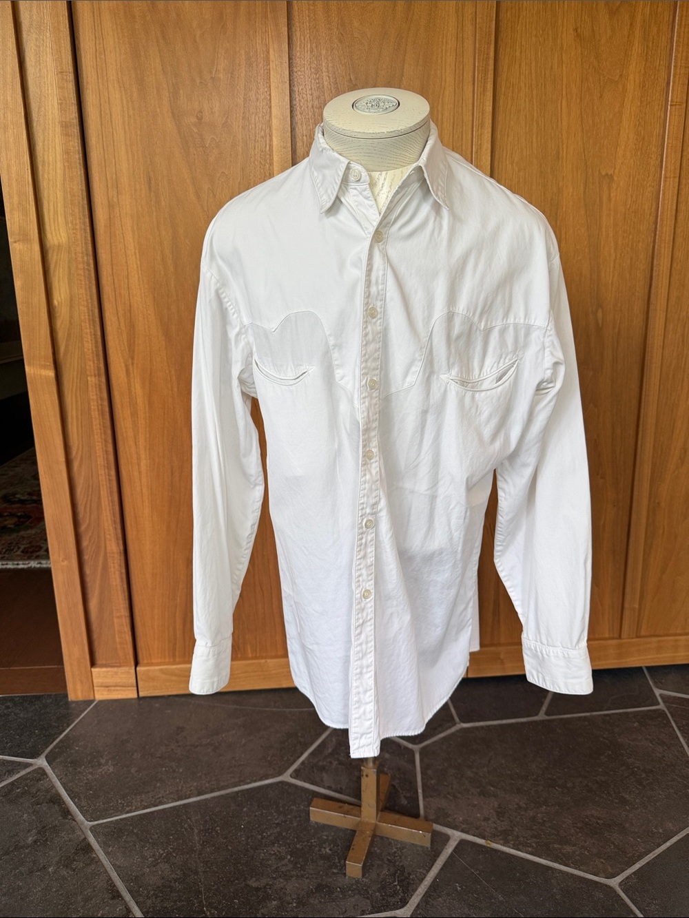Manuel, Men's White Long-Sleeve Dress Shirt with Western Yoke